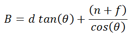B=d tan(theta) + (n+f)/cos(theta)
